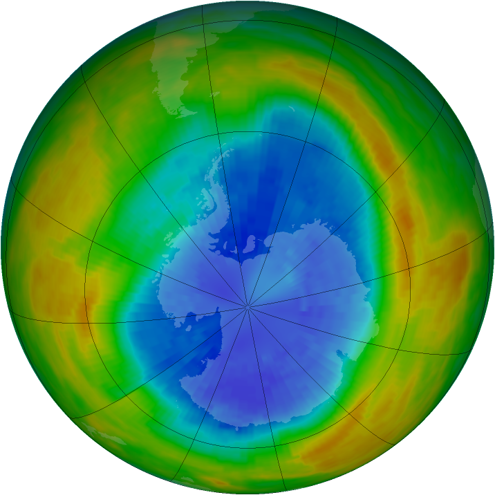 Antarctic ozone map for 16 September 1986